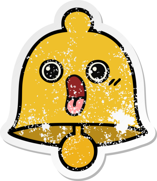 Bir insan tarafından çizilmiş sevimli bir çanın sıkıntılı çıkartması.