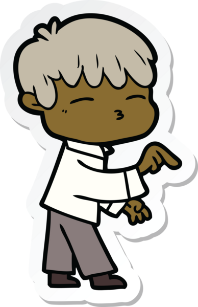 Bir insan tarafından çizilmiş meraklı bir çocuğun çıkartması.