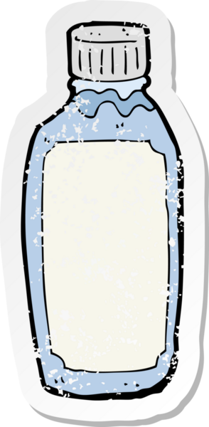 Bir insan tarafından çizilmiş karikatür su şişesinin gerilimli yapıştırması.