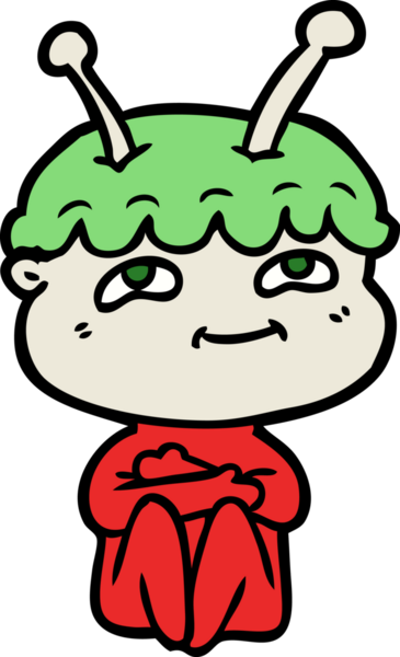 Bir insan tarafından çizilmiş dost canlısı çizgi film uzay adamı.