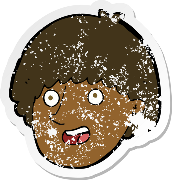 Bir insan tarafından çizilmiş mutlu erkek yüzünün gerici, sıkıntılı çıkartması.