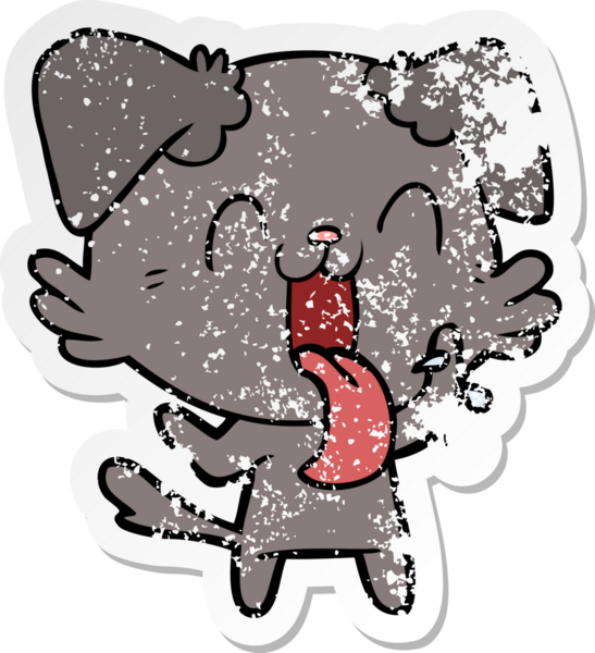 Bir insan tarafından çizilmiş, nefes nefese kalmış bir köpeğin sıkıntılı çıkartması.