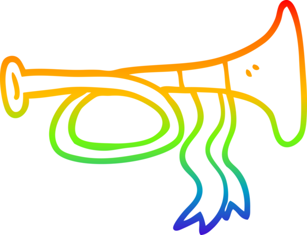 gökkuşağı gradyan çizgi çizimi bir insan tarafından çizilmiş pirinç korna