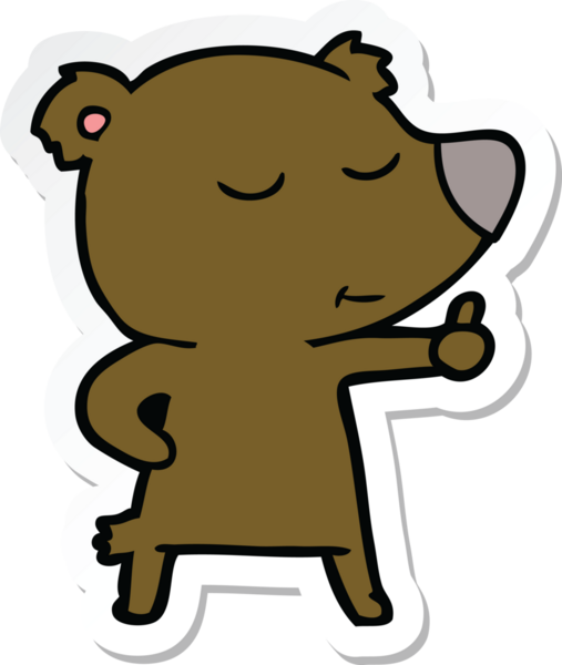 Bir insan tarafından çizilmiş mutlu bir ayının çıkartması.