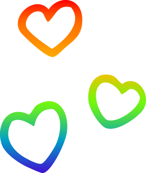 Gökkuşağı gradyan çizgi çizimi Bir insan tarafından çizilmiş bir aşk kalbi