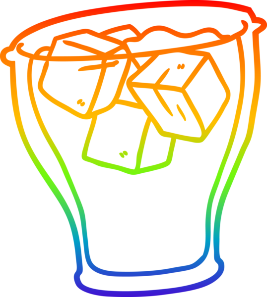 gökkuşağı gradyan çizgisi bir insan tarafından çizilmiş buzlu bir bardak kola.