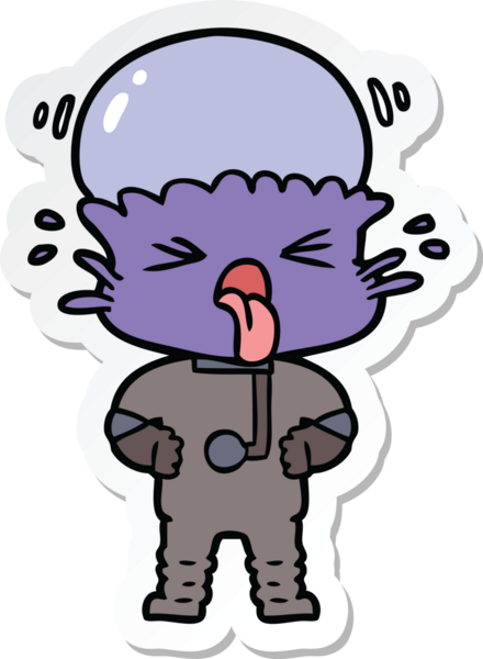 Bir insan tarafından çizilmiş iğrenç bir çizgi film uzaylısının çıkartması.