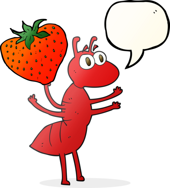 Bir insan tarafından çizilmiş yiyecekleri taşıyan serbest konuşma balonu karınca.