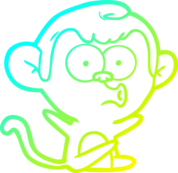 Bir insan tarafından çizilen korna çalan bir maymunun soğuk çizgi çizimi.