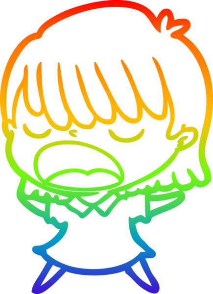 Gökkuşağı gradyan çizgi çizimi Bir insan tarafından yüksek sesle çizilen bir kadın karikatürü