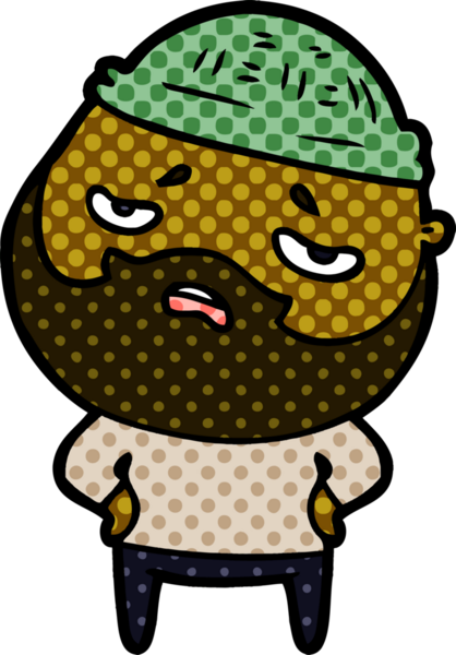 Bir insan tarafından çizilmiş sakallı endişeli bir adam.