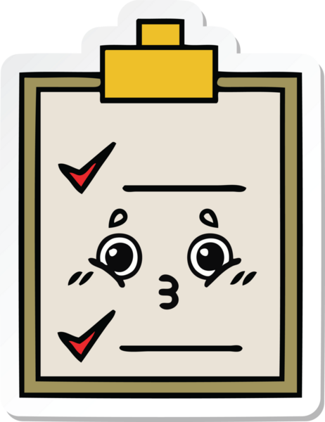 Bir insan tarafından çizilmiş şirin bir karikatür kontrol listesinin etiketi