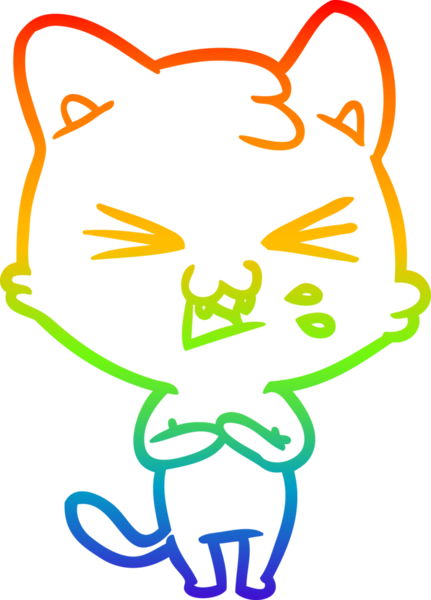 Gökkuşağı gradyan çizgi çizimi Bir insan tarafından çizilmiş bir çizgi kedi tıslama