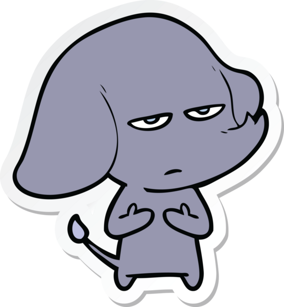 Bir insan tarafından çizilmiş kızgın bir filin çıkartması.