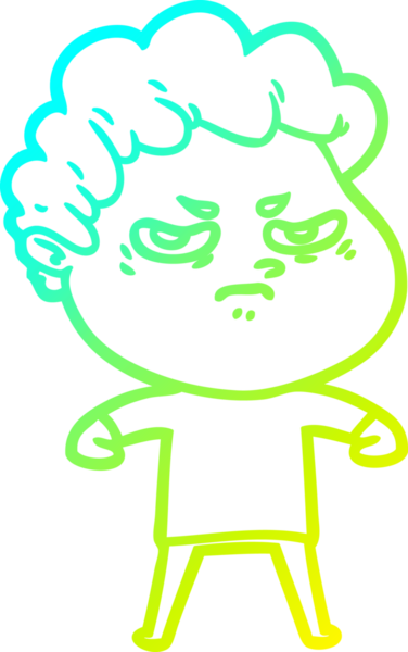 Bir insan tarafından çizilmiş kızgın bir adamın soğuk çizgi çizimi.