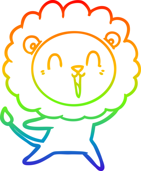 Bir insan tarafından çizilmiş gülen aslan çizgi çizimi.