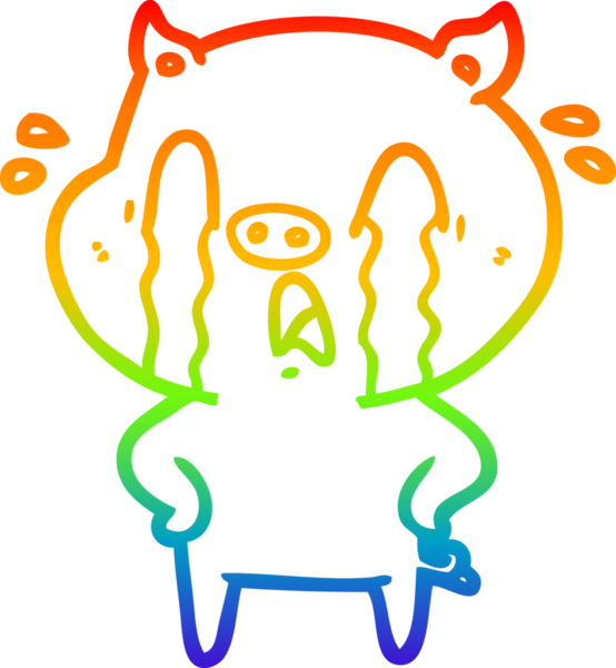 gökkuşağı gradyan çizimi bir insan tarafından çizilmiş ağlayan domuz çizgi filmi