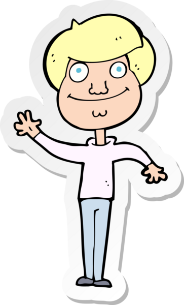 Bir insan tarafından çizilmiş mutlu bir adamın çıkartması.