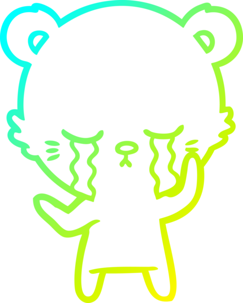 Bir insan tarafından çizilmiş ağlayan çizgi film ayısının soğuk gradyan çizgisi.