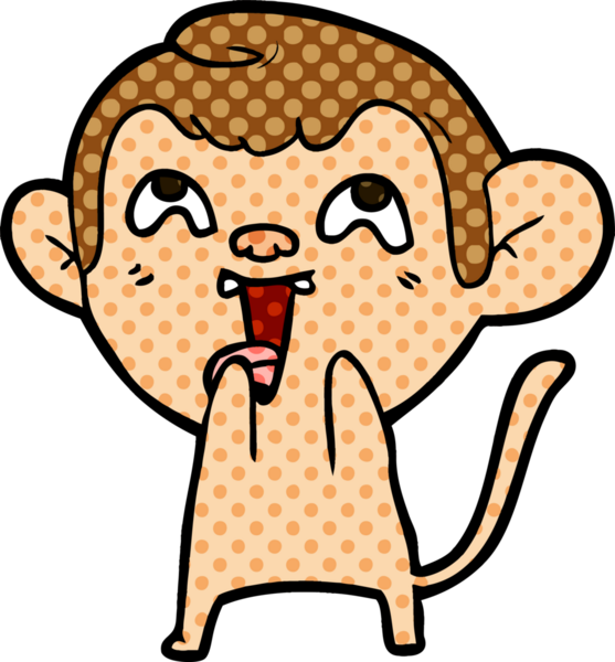 Bir insan tarafından çizilmiş çılgın çizgi film maymunu