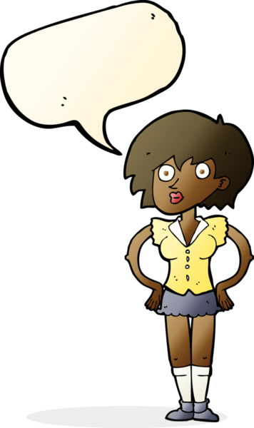 Bir insan tarafından çizilmiş konuşma balonlu ellerle kadını şaşırtan çizgi film.