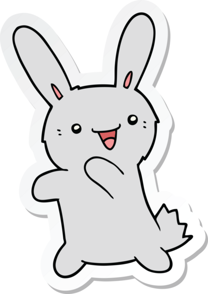 Bir insan tarafından çizilmiş çizgi film tavşanının çıkartması.