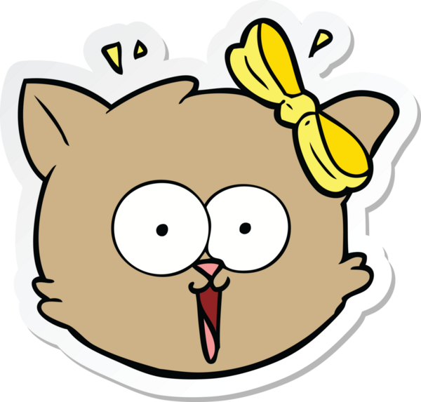 Çizgi film çıkartması. Bir insan tarafından çizilmiş şaşırmış kedi yüzü.