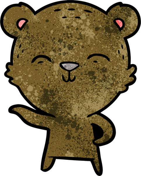 Bir insan tarafından çizilmiş mutlu çizgi film ayısı.