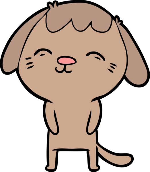 Bir insan tarafından çizilmiş mutlu çizgi film köpeği.