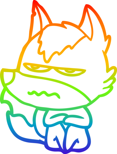 Gökkuşağı gradyan çizgi çizimi Bir insan tarafından çizilmiş rahatsız kurt