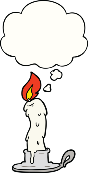 Bir insan tarafından çizilmiş düşünce baloncuklu çizgi film mumu