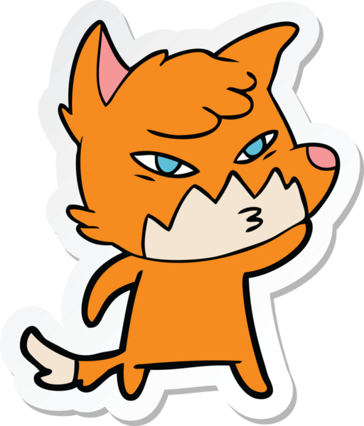 Bir insan tarafından çizilmiş akıllı bir tilkinin çıkartması.