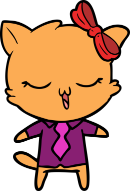 Bir insan tarafından çizilmiş kafasında yay olan çizgi film kedisi.