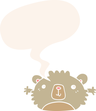 komik çizgi film ayısı konuşma baloncuğu ile retro tarzı bir insan tarafından çizilmiş