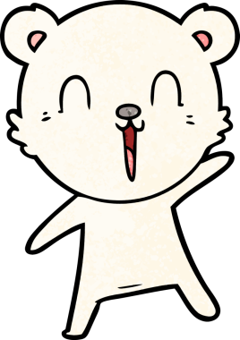 Bir insan tarafından çizilmiş mutlu kutup ayısı çizgi filmi.