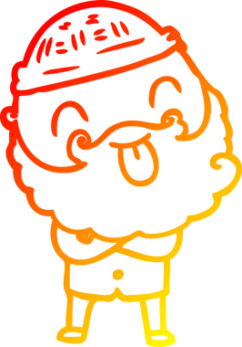 Sakallı bir adamın insan tarafından çizilmiş sıcak bir çizgi çizimi.