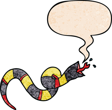 bir insan tarafından çizilmiş eski moda konuşma baloncuklu çizgi film tıslayan yılan.