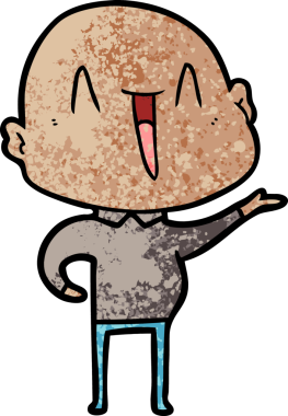 Bir insan tarafından çizilmiş mutlu, kel adam.