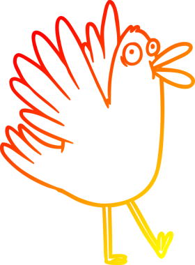 Bir insan tarafından çizilmiş çizgi film kuşunun ciyaklaması.