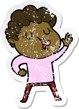 Bir insan tarafından çizilmiş bir çizgi film karakterinin sıkıntılı çıkartması.