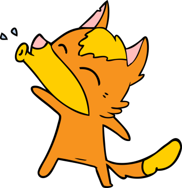 Bir insan tarafından çizilmiş tilki çizgi film karakteri