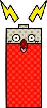 Bir insan tarafından çizilmiş bir bataryanın çizgi roman tarzı