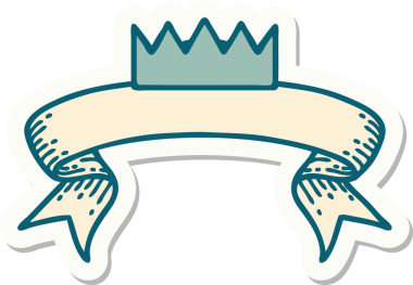 Bir insan tarafından çizilmiş taç dövmesi stili çıkartması.