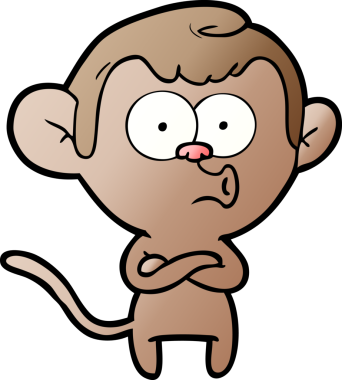 Bir insan tarafından çizilmiş, şaşırmış maymun çizgi filmi.