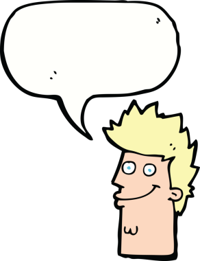 bir insan tarafından çizilmiş bir konuşma baloncuğuyla mutlu adam yüzü