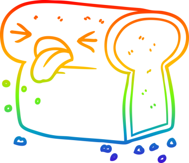 Gökkuşağının gradyan çizimi bir insan tarafından çizilmiş iğrenç bir ekmek somunu.