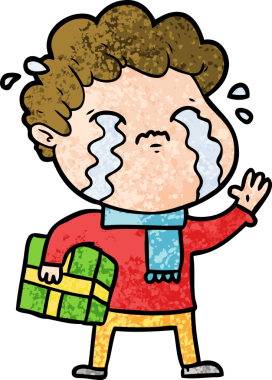 Bir insan tarafından çizilmiş ağlayan çizgi film adamı.