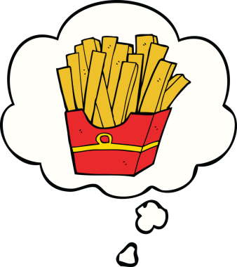Bir insan tarafından çizilmiş düşünce balonlu çizgi film kızartmaları.