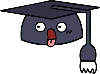 Mezuniyet şapkası bir insan tarafından çizilmiş şirin bir çizgi film.