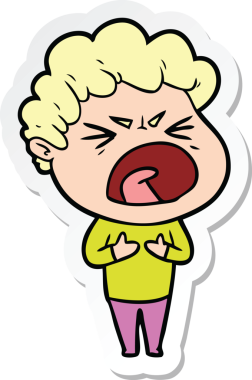 Bir insan tarafından çizilmiş öfkeli bir adamın karikatür çıkartması.